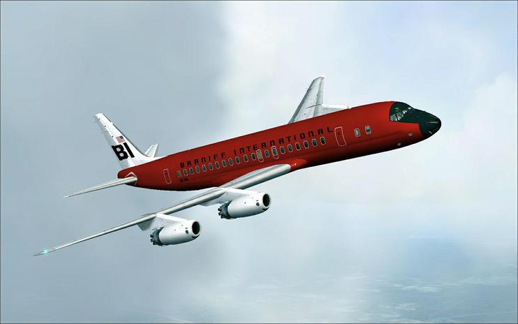 FSX Braniff International Douglas DC-8 Red Jellybean