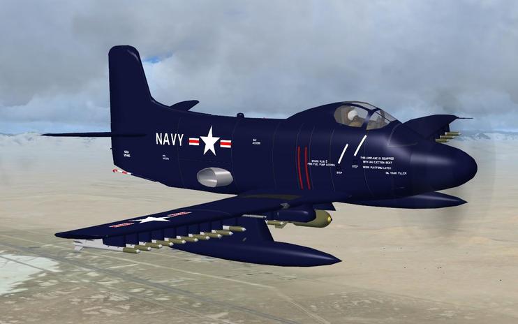 FSX Douglas A2D-1 Skyshark With Updated Panel
